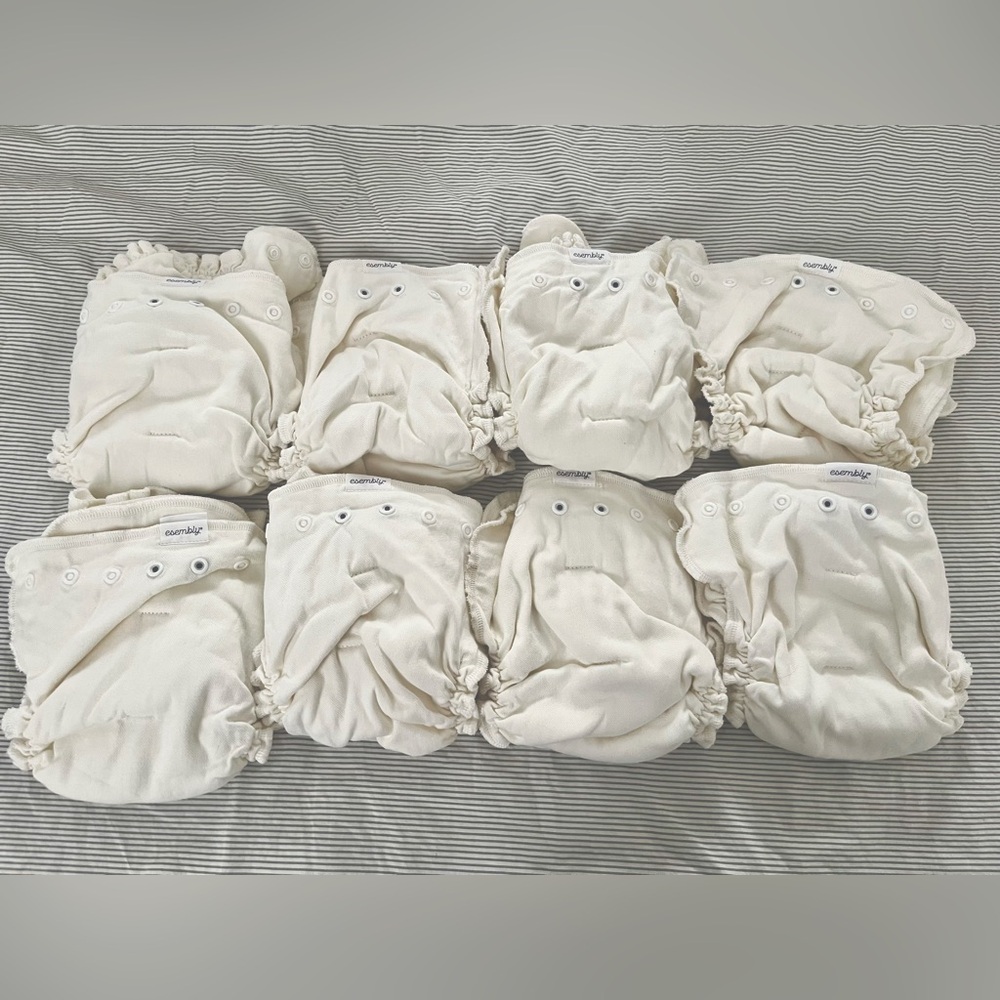 Esembly organic cotton diaper system, inners only, size 2. 8 inners. 18-35 lbs